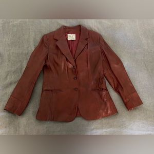 Vintage 70s H Bar C Burgundy Leather Blazer Jacket